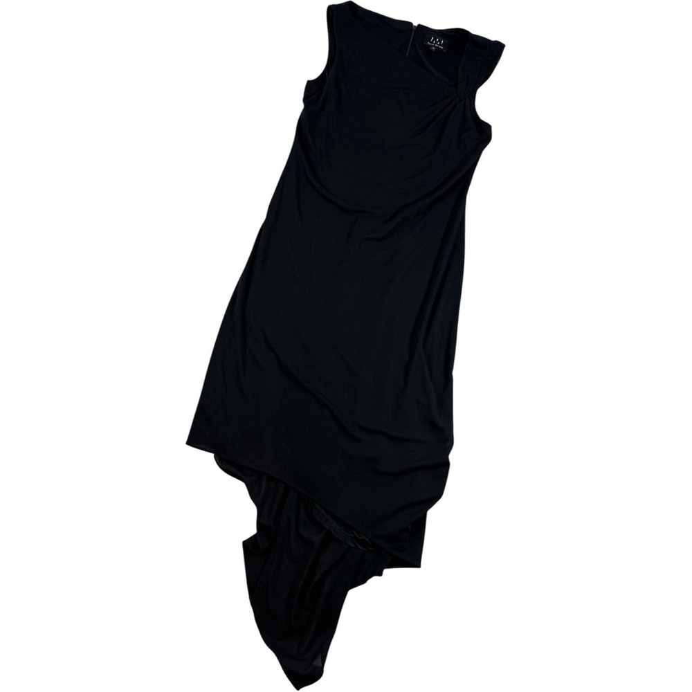 David Meister Womens Black Sleeveless Draped Asymmetric Jersey Dress Size 10